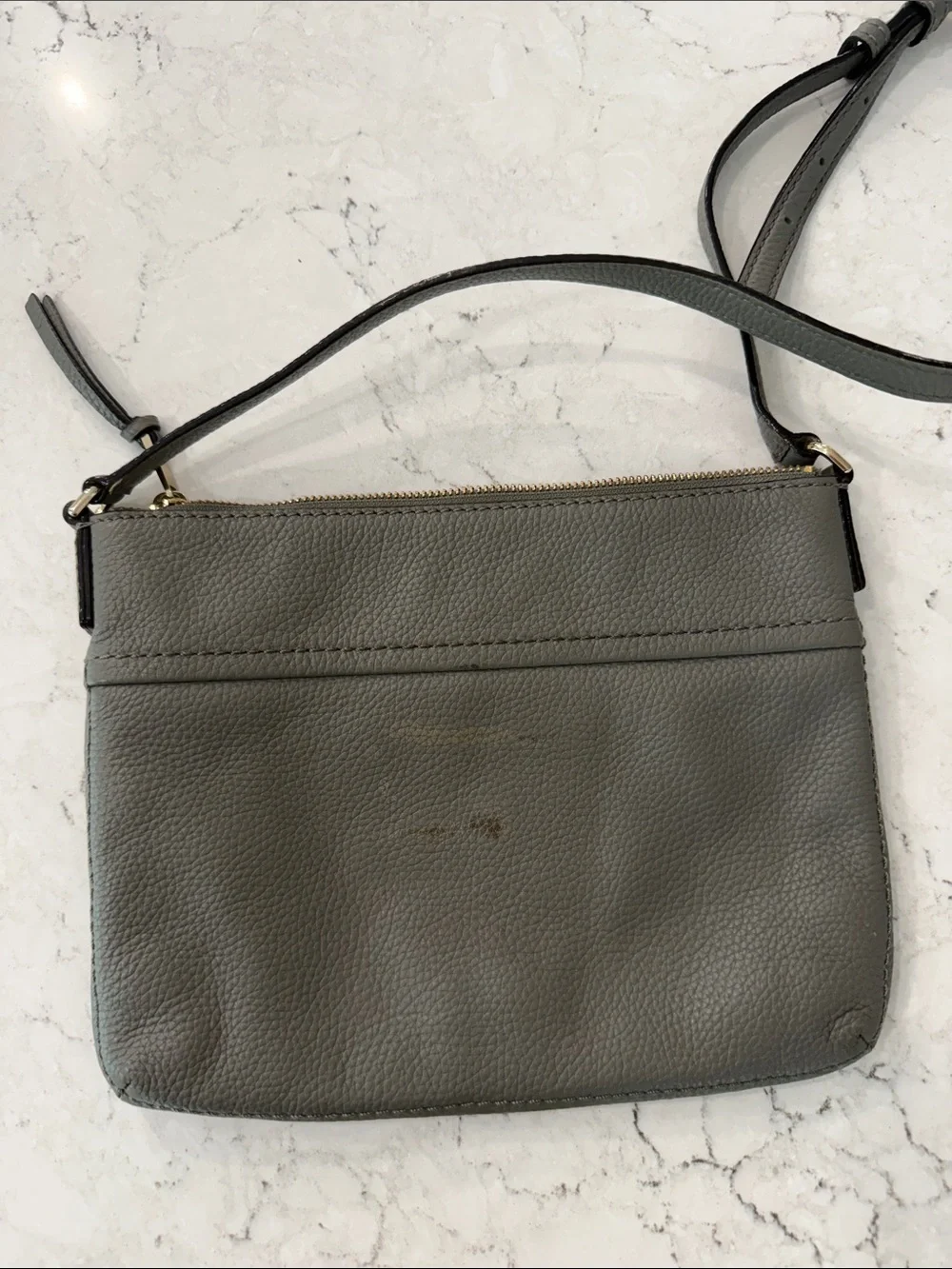 kate spade Gray Pebbled Leather Crossbody with Gold Hardware